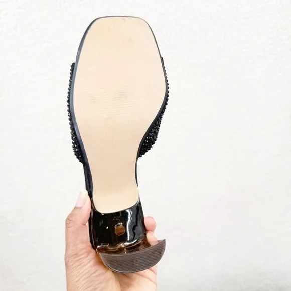 XOXO Black Studded/gem and Clear Heeled Mules Size 8 - Picture 7 of 8